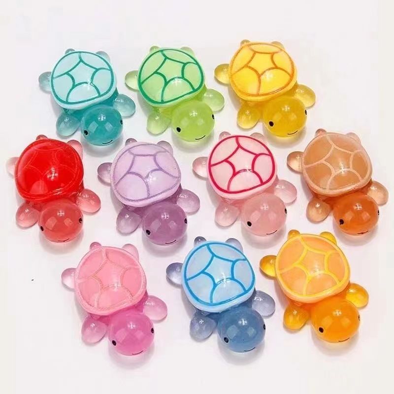 10pcs Cute Cartoon Resin Luminous Turtle Ornament Cartoon Aquarium Fish Tank Miniature Desktop DIY Home Decoration Accessories Gifts