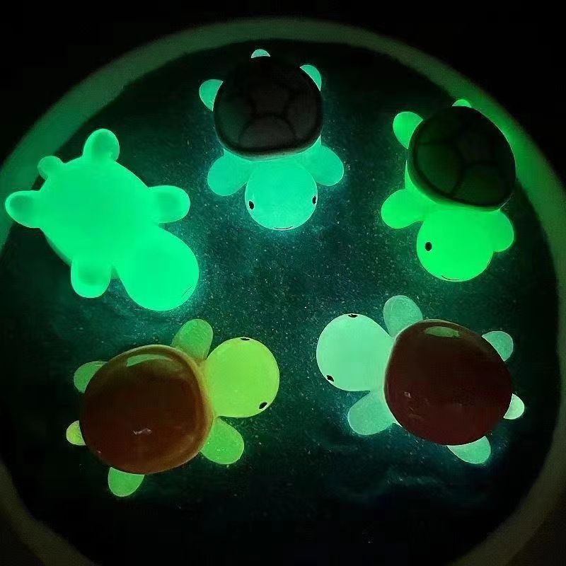 10pcs Cute Cartoon Resin Luminous Turtle Ornament Cartoon Aquarium Fish Tank Miniature Desktop DIY Home Decoration Accessories Gifts