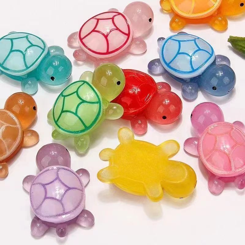 10pcs Cute Cartoon Resin Luminous Turtle Ornament Cartoon Aquarium Fish Tank Miniature Desktop DIY Home Decoration Accessories Gifts