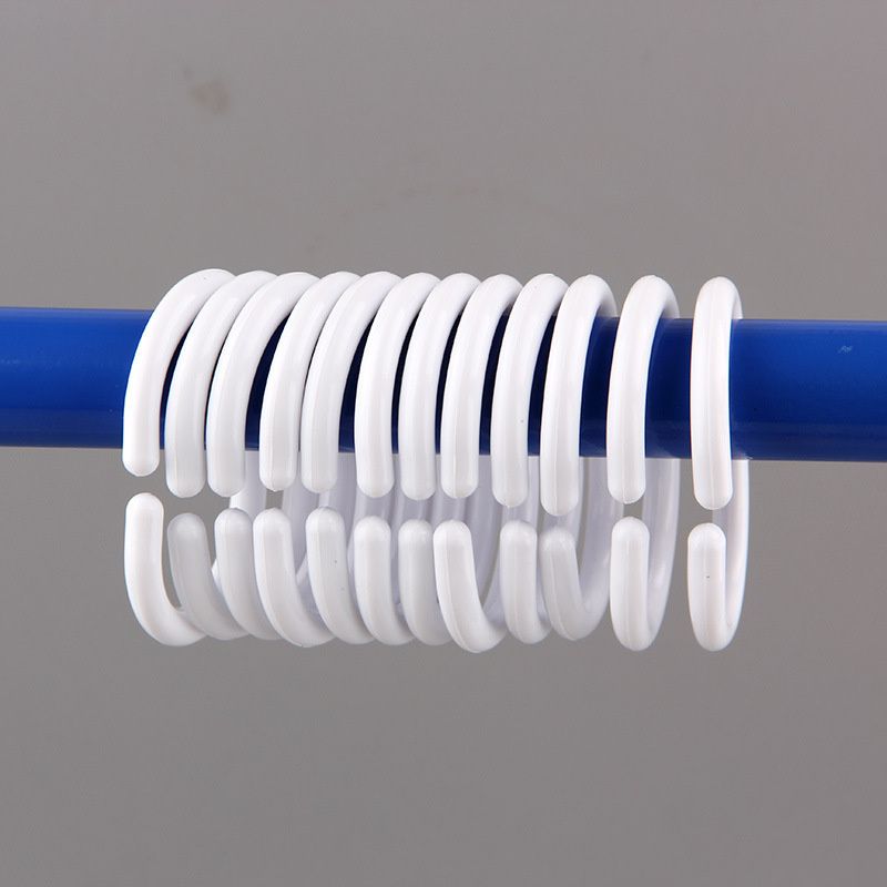 24 Pieces Shower Curtain Hook Bathroom Bathing Drape Hanger Rings Plastic Removable Blind Loop Household Replacement