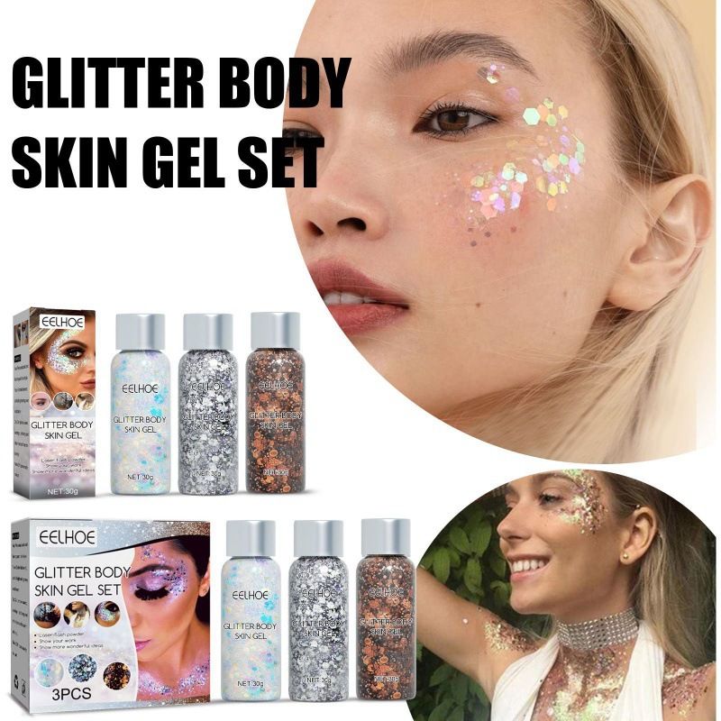 EELHOE sequin gel set gel glitter makeup fish scale sequin stage performance eye shadow makeup props view 3