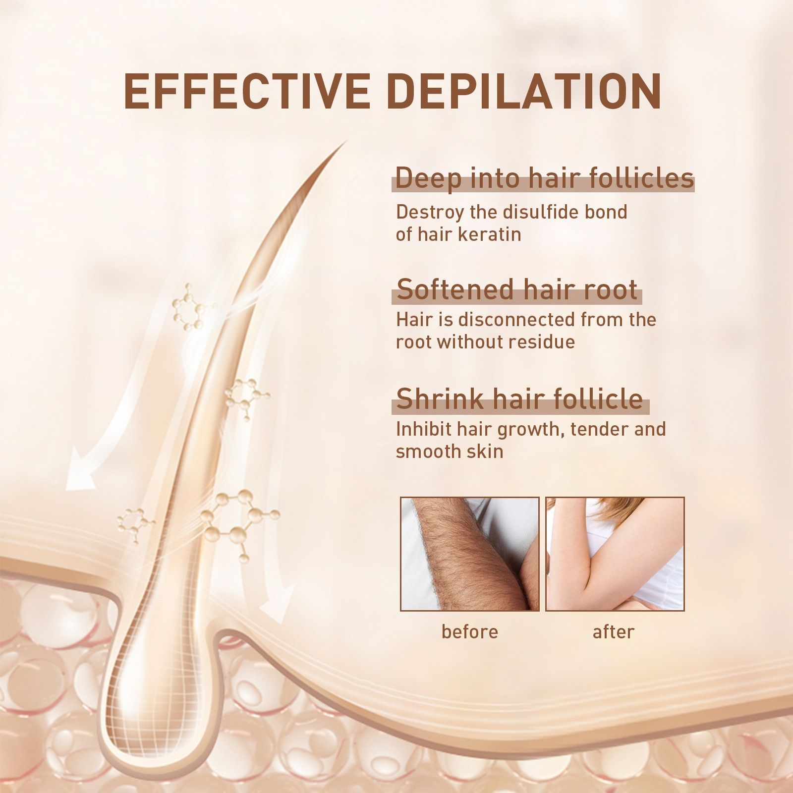 Jaysui 24k Gold Collagen Hair Removal Cream is gentle and non irritating for armpits, legs, private parts, and hands
