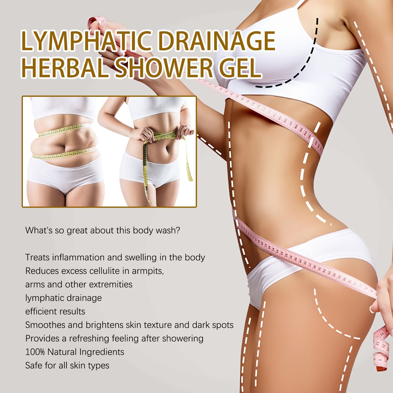 Jaysui Ginger Body Shaping Shower Gel for Slimming, Firming, Waist, Lymphatic Laziness, Cleansing and Moisturizing Skin