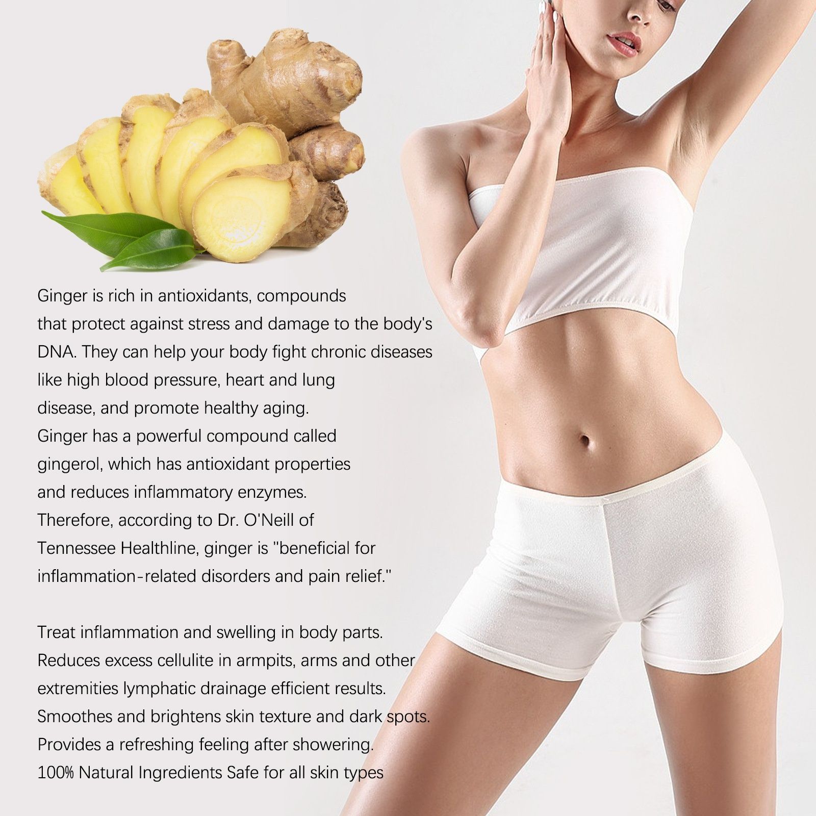 Jaysui Ginger Body Shaping Shower Gel for Slimming, Firming, Waist, Lymphatic Laziness, Cleansing and Moisturizing Skin