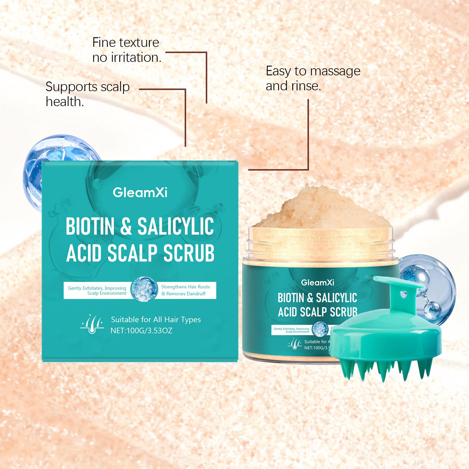 GleamXi Salicylic Acid Scalp Scrub for Gentle Scalp Care, Cleaning, Daily Refreshing Hair Scrub