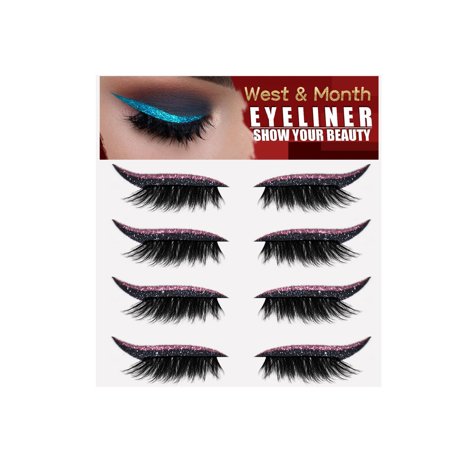 WEST MONTH Eyelash and Eyeliner Stick, Glue-Free Self-Adhesive Gel Strip, Curled and Comfortable False Eyelashes