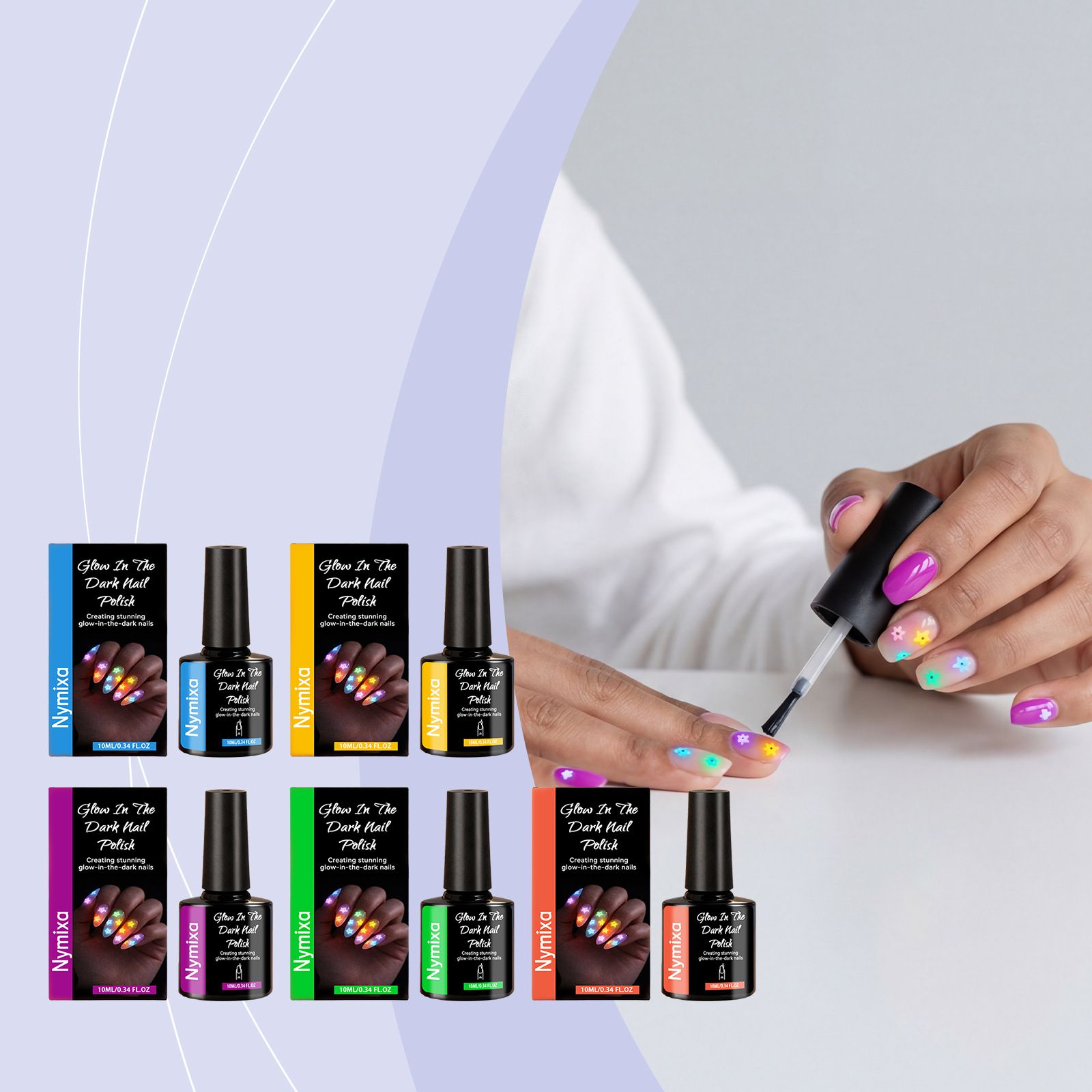 Nymixa Luminous Nail Polish Daily Party Nail Decoration Convenient Glow-in-the-Dark Nail Polish