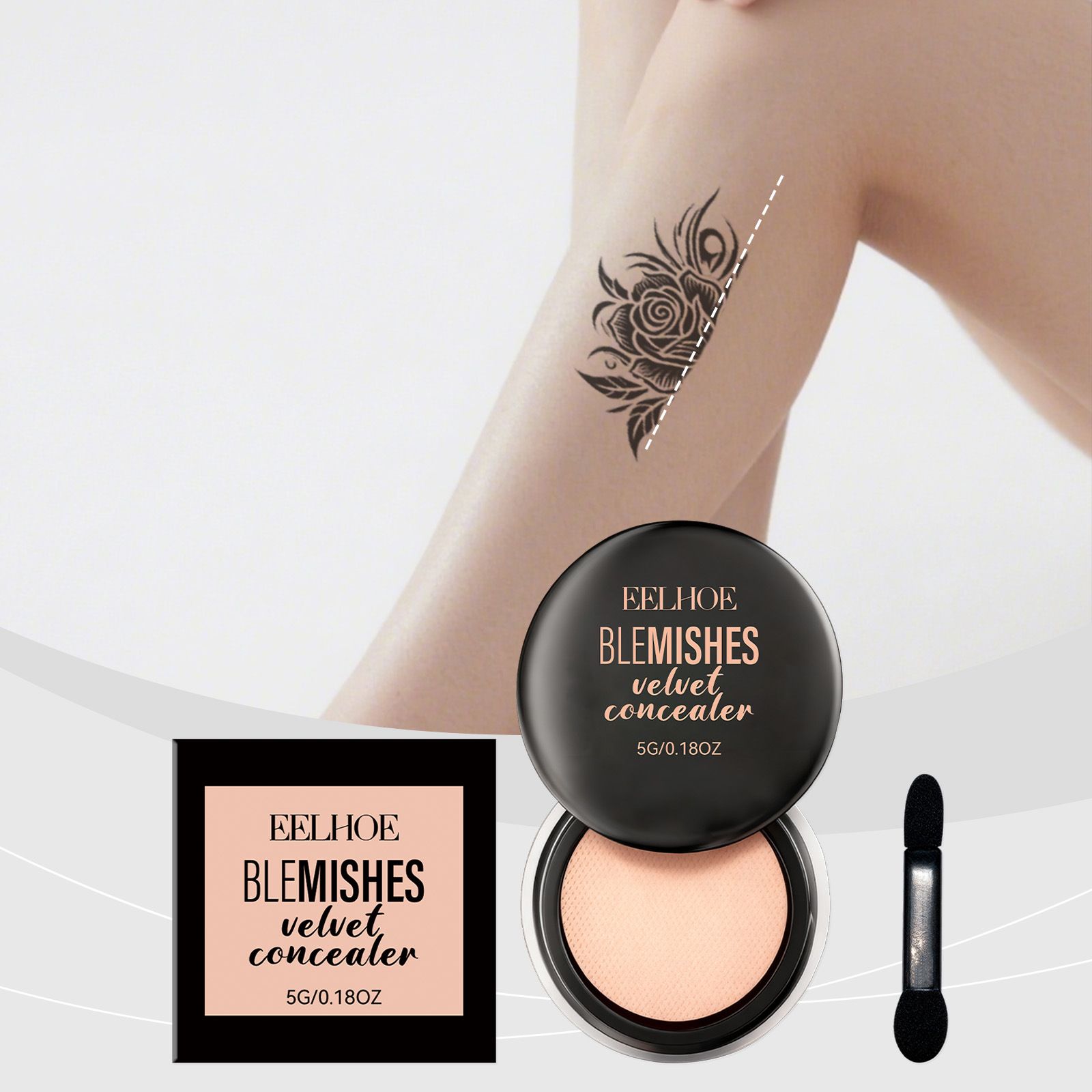 EELHOE Tattoo Concealer Cream, moisturizing and lightweight texture, easy to apply, covers blemishes and creates naturally smooth skin
