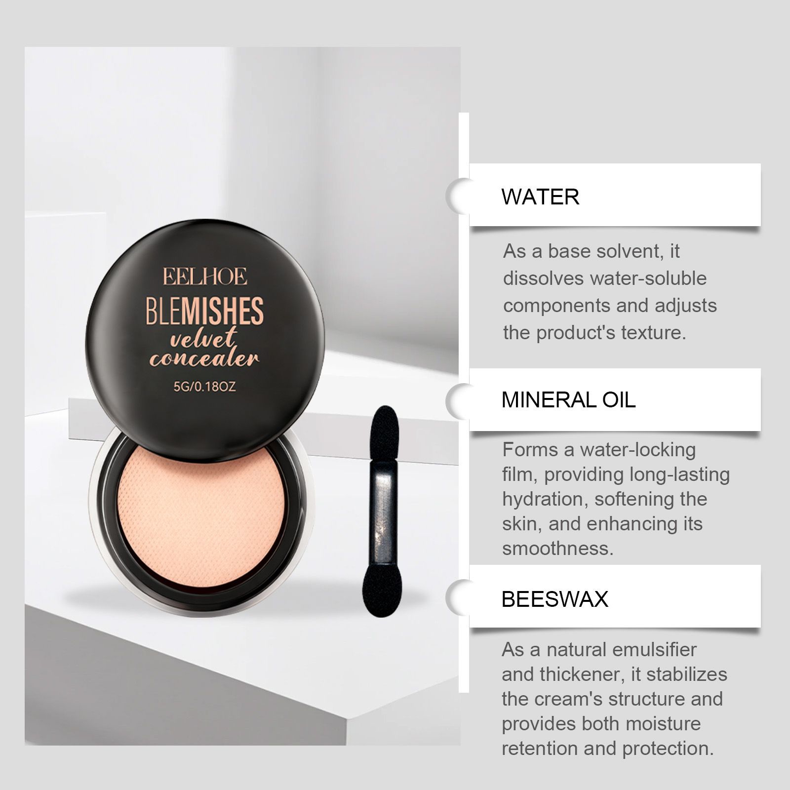 EELHOE Tattoo Concealer Cream, moisturizing and lightweight texture, easy to apply, covers blemishes and creates naturally smooth skin