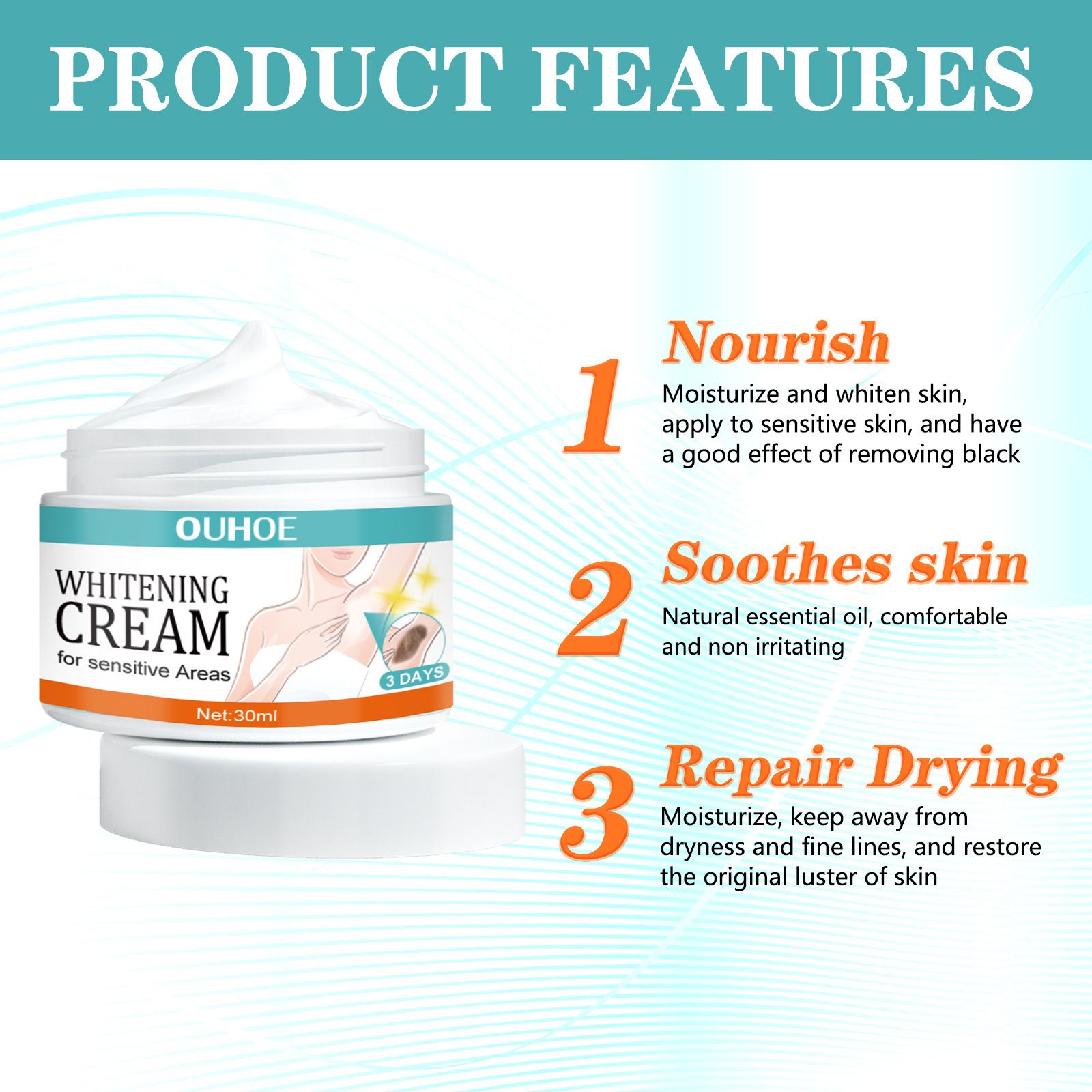 OUHOE Underarm Care Cream Gentle underarm, elbow, and joint brightening, moisture-locking, refreshing, hydrating, and cleansing skin cream
