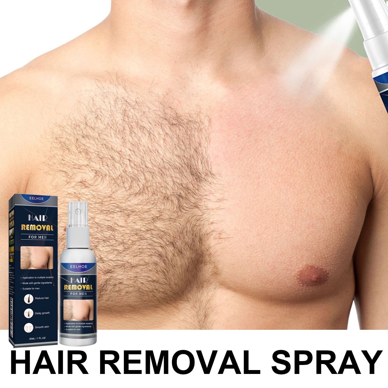 EELHOE Hair Removal Spray Underarm and Private Area Fast Hair Removal Gentle Hair Removal Spray, Mild, Refreshing, Non-Irritating