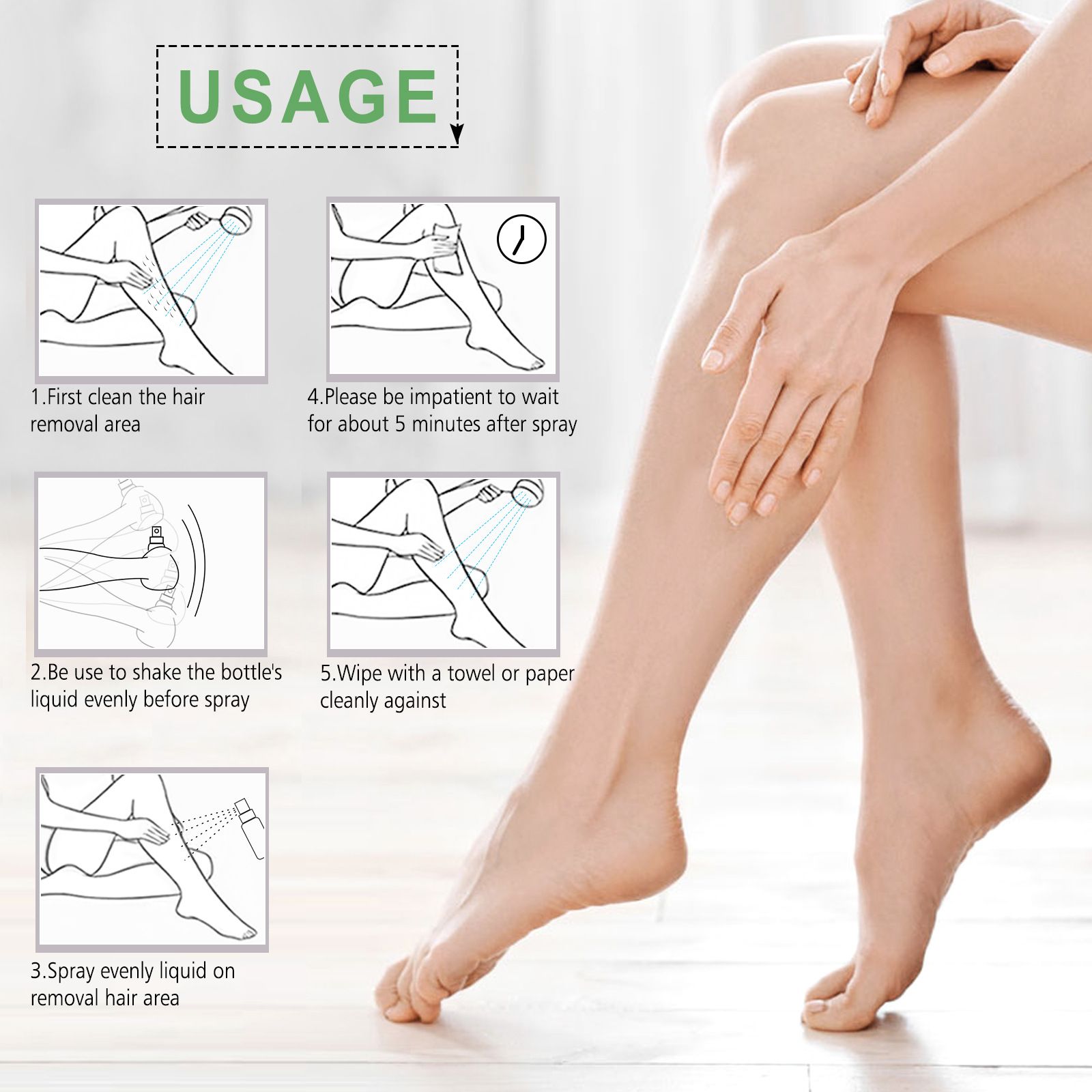 Jaysuing Hair Removal Spray Foam Smooth and Delicate Underarm and Leg Hair Gentle Hair Removal Spray Clean Care