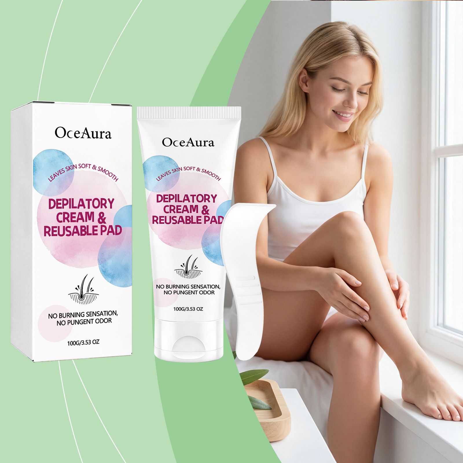 OCEAURA Gentle Skincare Hair Removal Cream, Cleans and Smooths Body Skin, Delicate, Smooth, Refreshing and Clean Hair Removal Cream