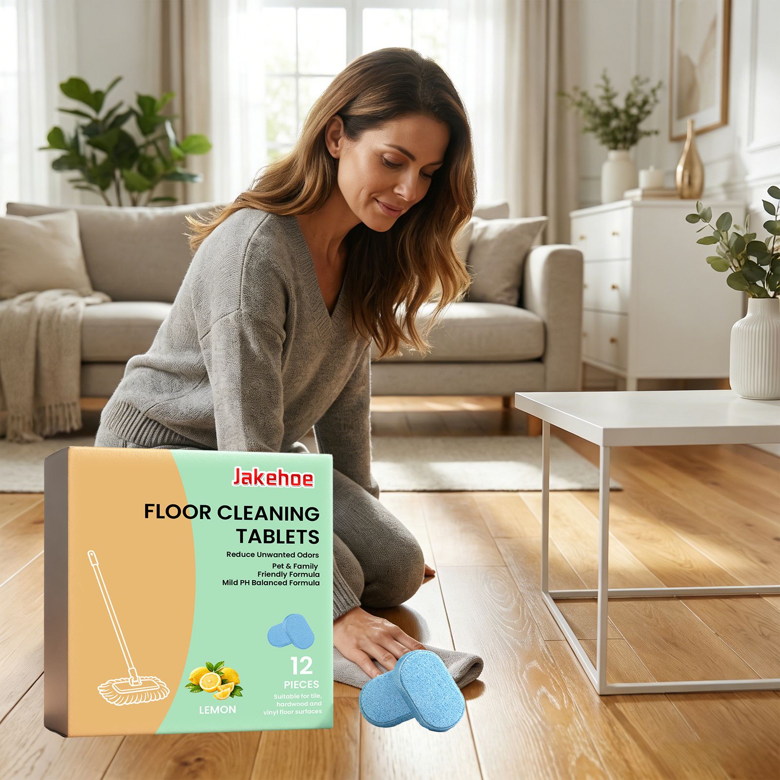JAKEHOE Floor Cleaning Sheets Daily Household Floor Cleaning, Stain Removal, Clean, Fresh Fragrance, Convenient Care Sheets