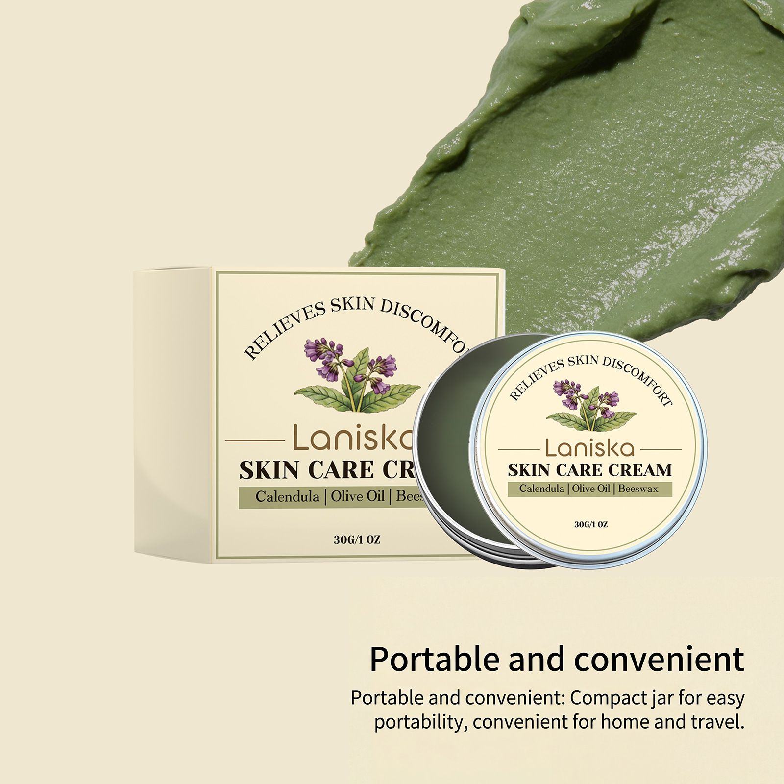 LANISKA Skin Soothing Cream, gently moisturizes and softens dry skin, daily hydration and moisturizing, smooth and supple skin