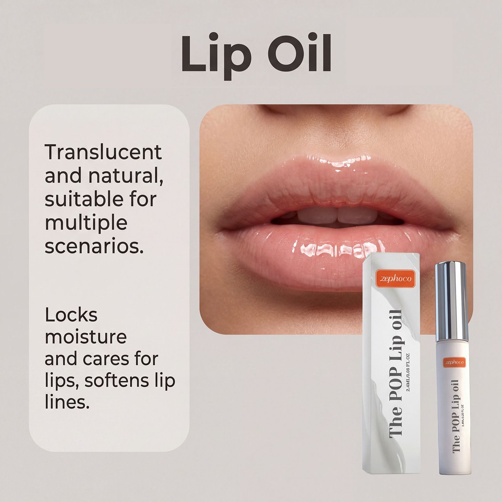 zephoco Moisturizing Lip Oil Gentle Formula to Care for Lip Skin, Moisturizing and Brightening Lip Oil