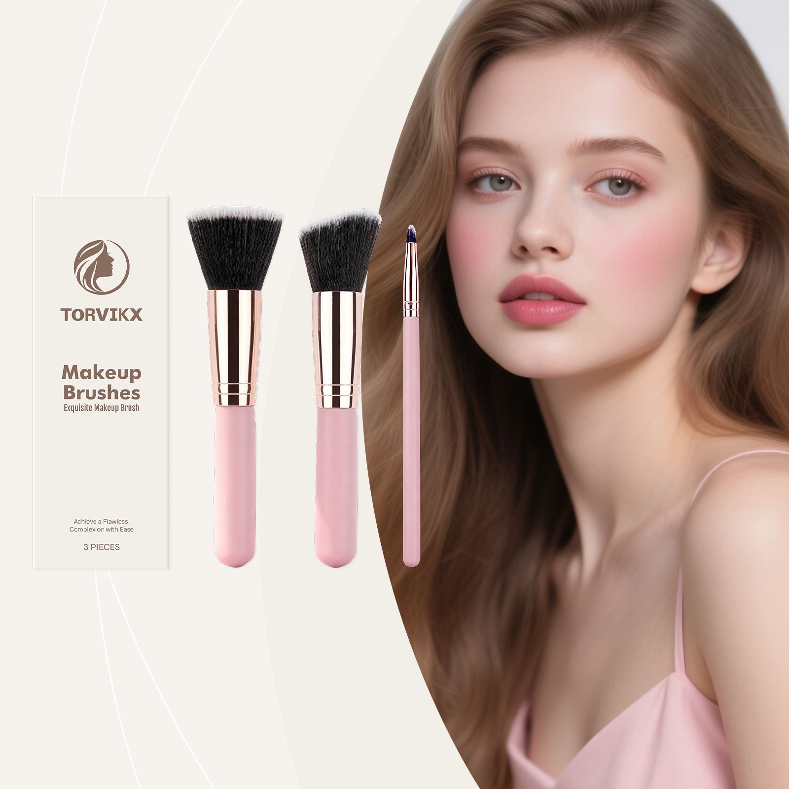 TORVIKX Seamless Makeup Brush Set with Soft and Comfortable Bristles, Evenly Applies Powder to Create a Clear and Natural Makeup Look
