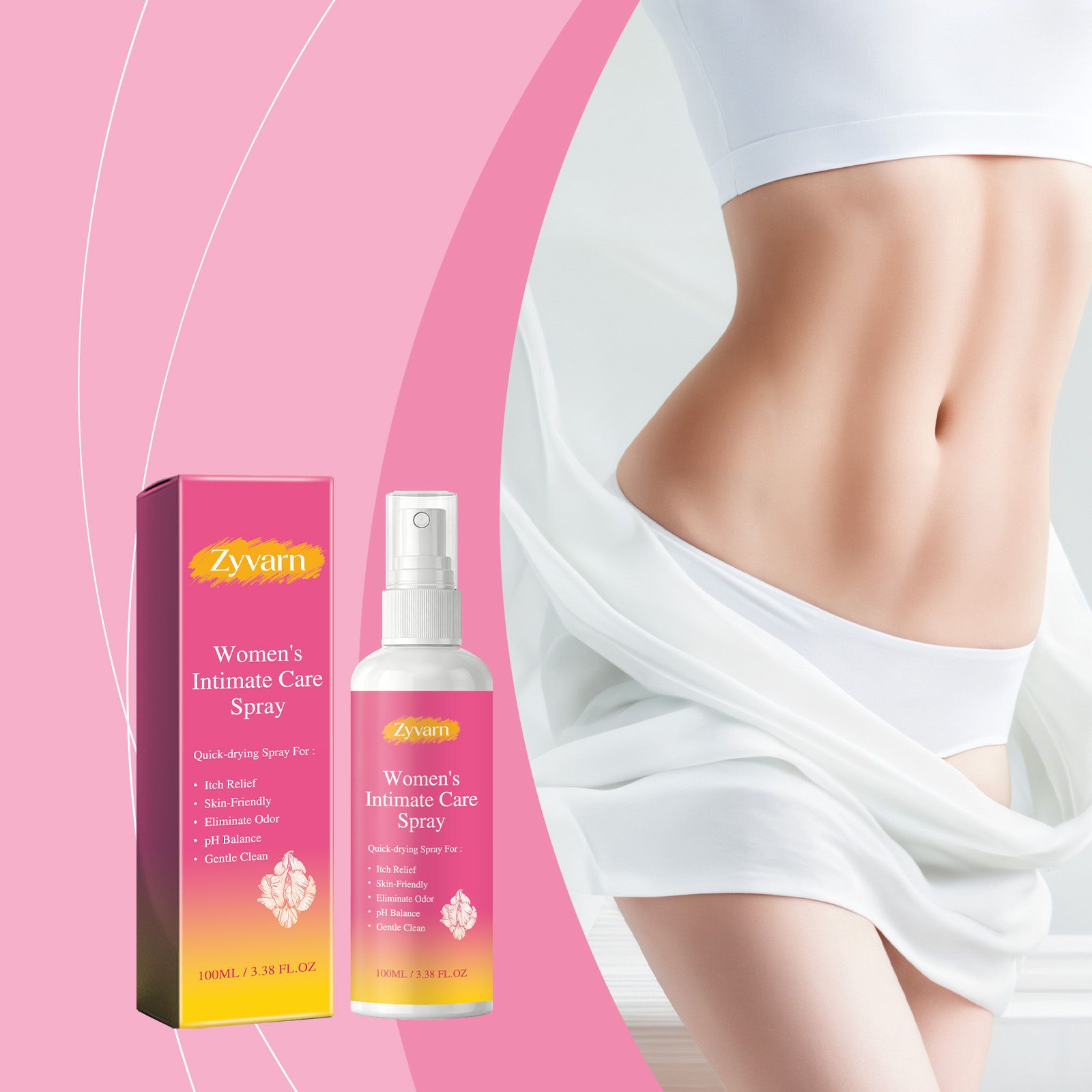 Zyvarn Women's Body Care Spray Daily Gentle Care for Body Skin, Portable and Easy-to-Use Spray