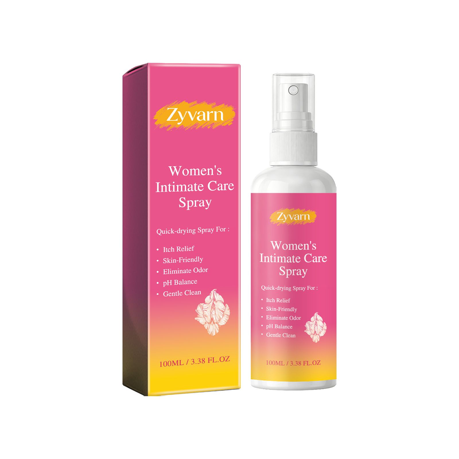 Zyvarn Women's Body Care Spray Daily Gentle Care for Body Skin, Portable and Easy-to-Use Spray