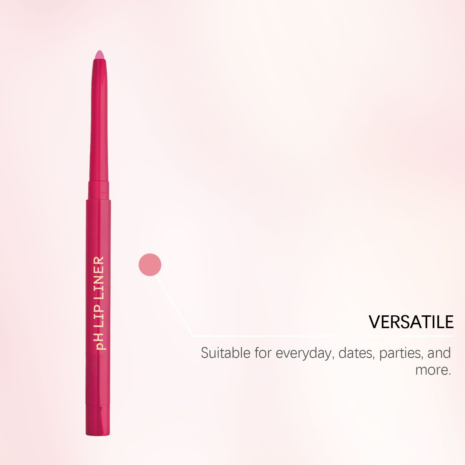 Soft pink lip liner, smooth and silky to outline and create a three-dimensional look, warm-toned, long-lasting lip makeup correction pencil