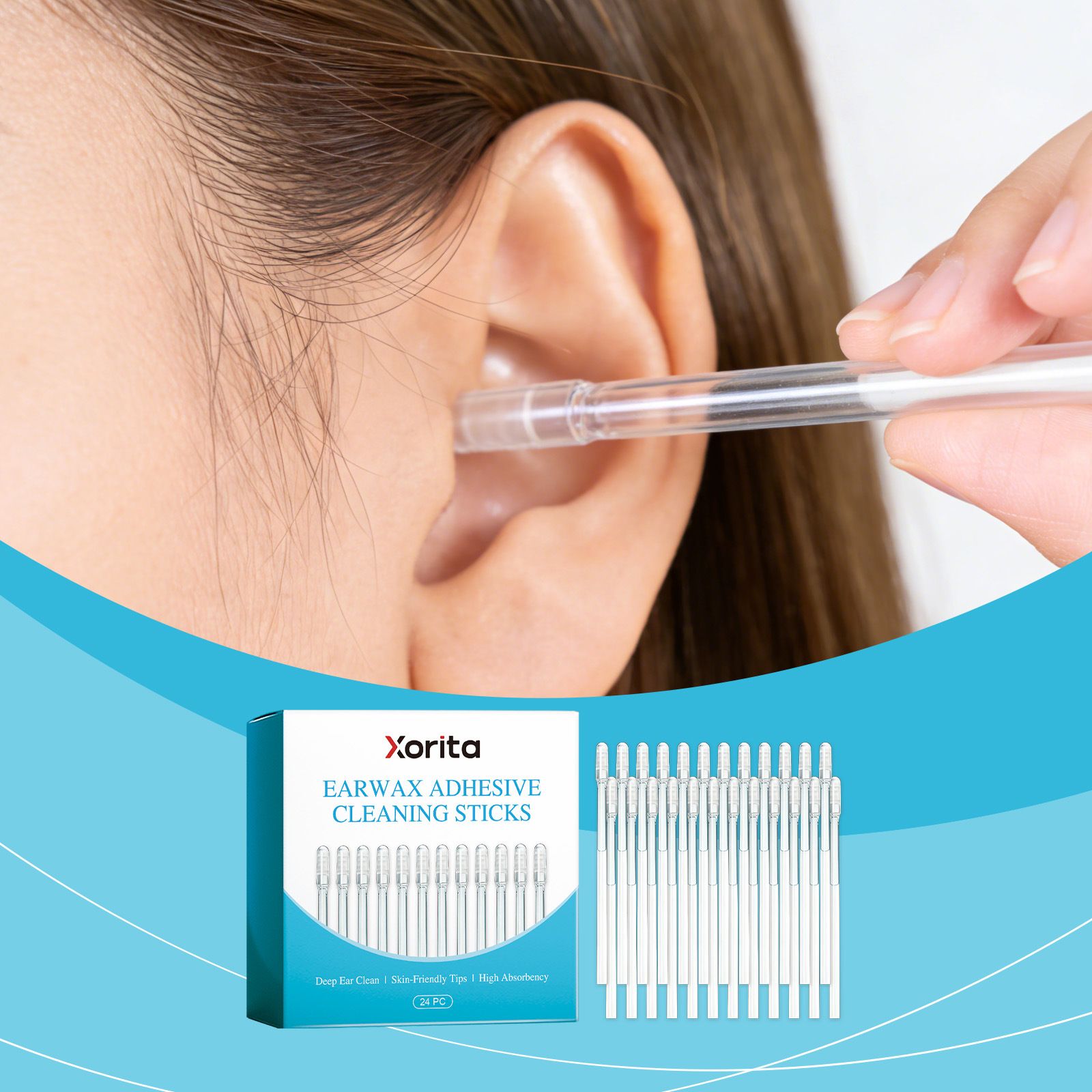 Xorita Sticky Earwax Cleaning Stick Adhesive Ear Cleaning Soft and Gentle Earwax Removal Convenient for Daily Use