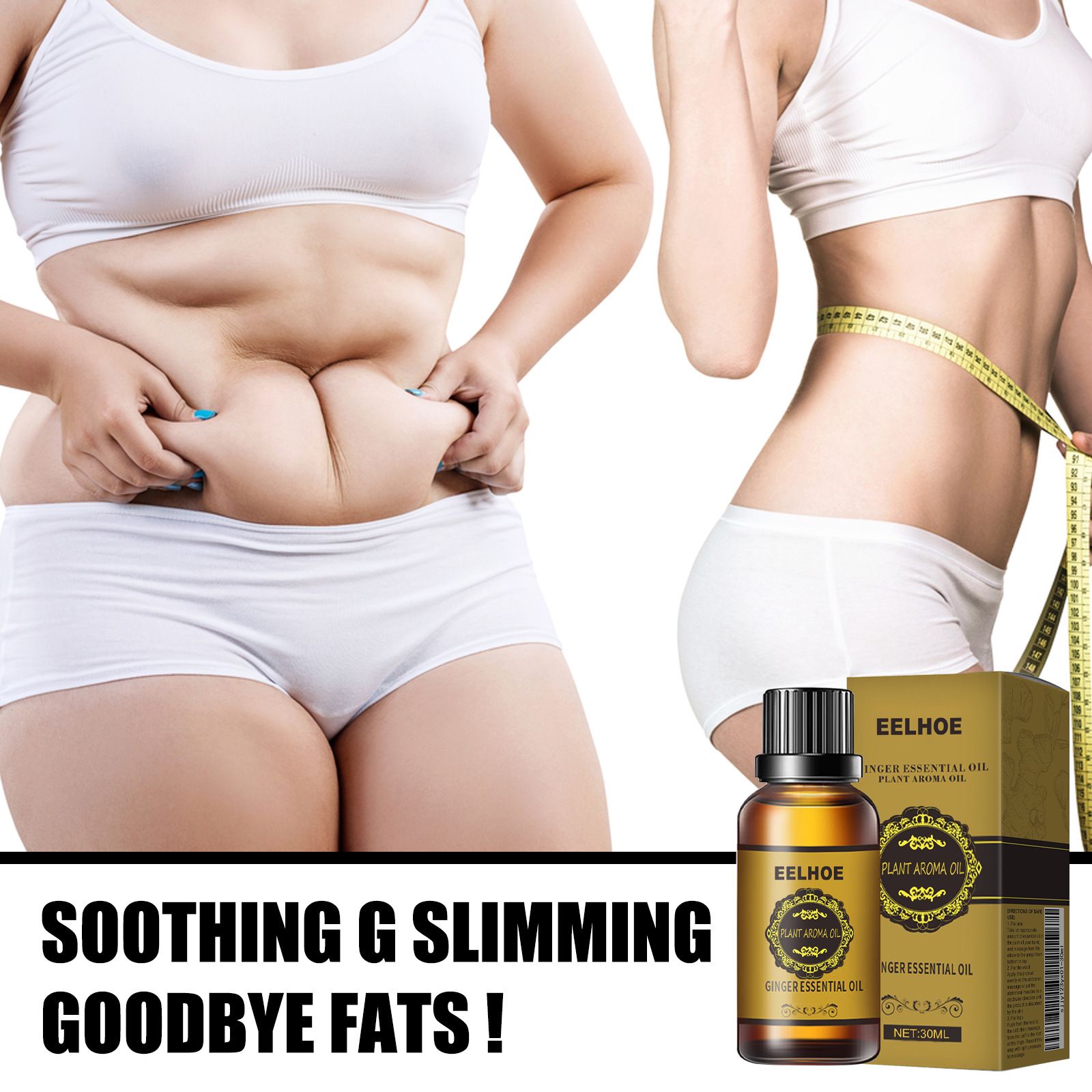 EELHOE Ginger Essential Oil - Skin Care, Body Shaping, Gentle Moisturizing, Nourishing Daily Body Massage Essential Oil