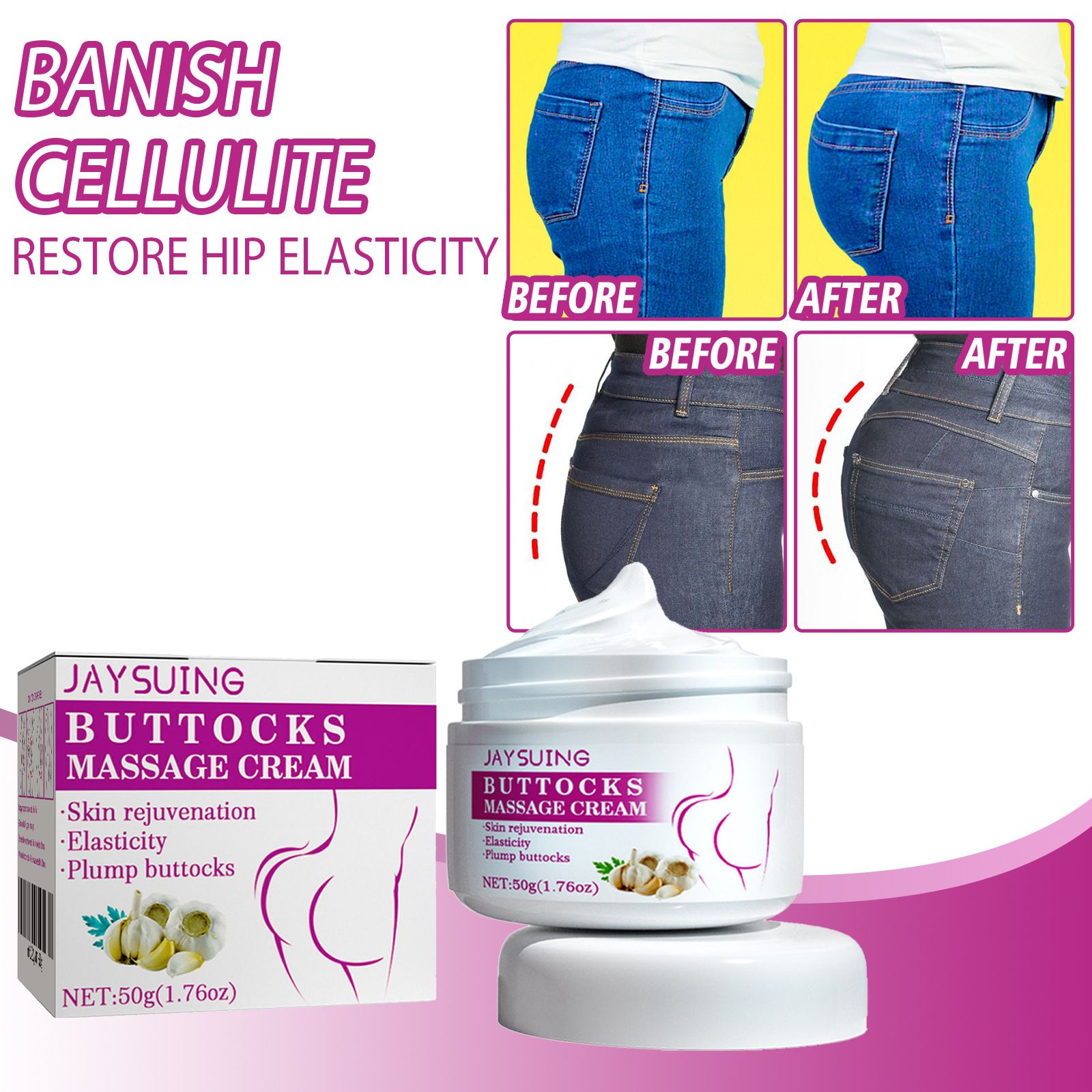 Jaysuing Hip Care Cream Daily Nourishing and Firming Cream for Beautiful Peachy Buttocks, for External Use
