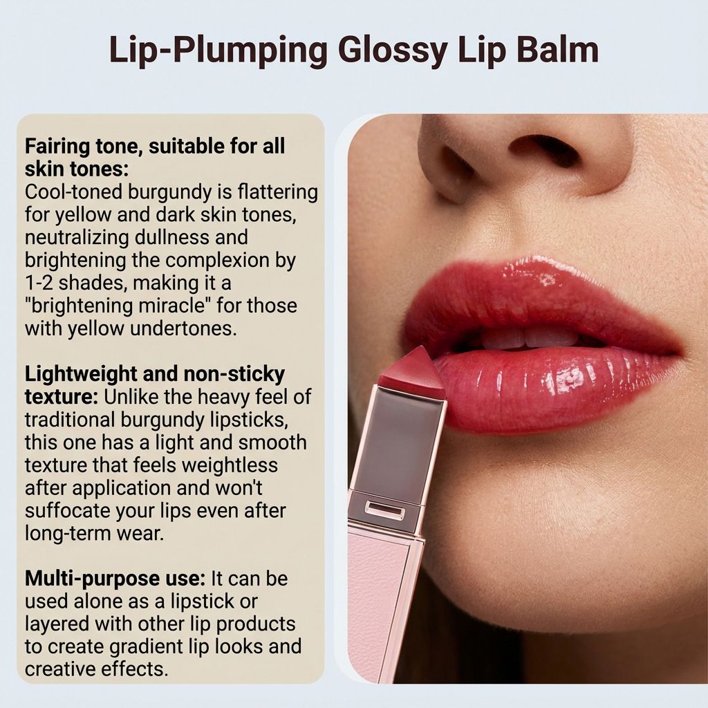 Full-Bodied Shiny Moisturizing Lip Balm (CEO 02#) Wine Red, Four-Season Lip Care with Multiple Fruit Oils for Hydration and Nourishment