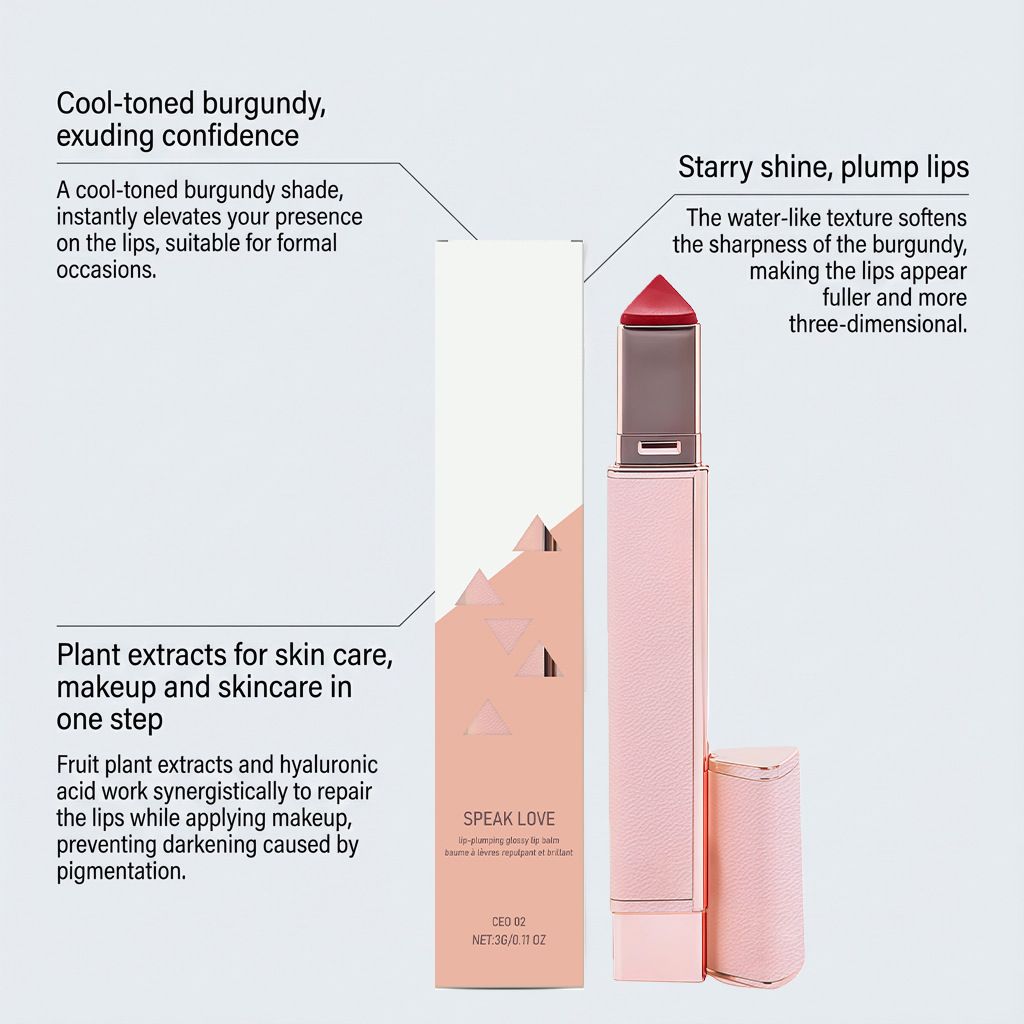 Full-Bodied Shiny Moisturizing Lip Balm (CEO 02#) Wine Red, Four-Season Lip Care with Multiple Fruit Oils for Hydration and Nourishment