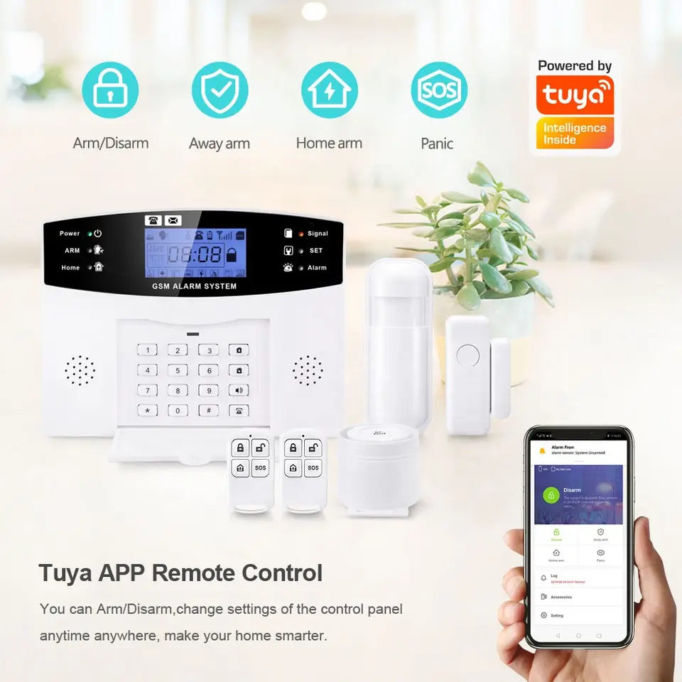 WiFi GSM 2G Alarm System Tuya Smart Home LCD Display