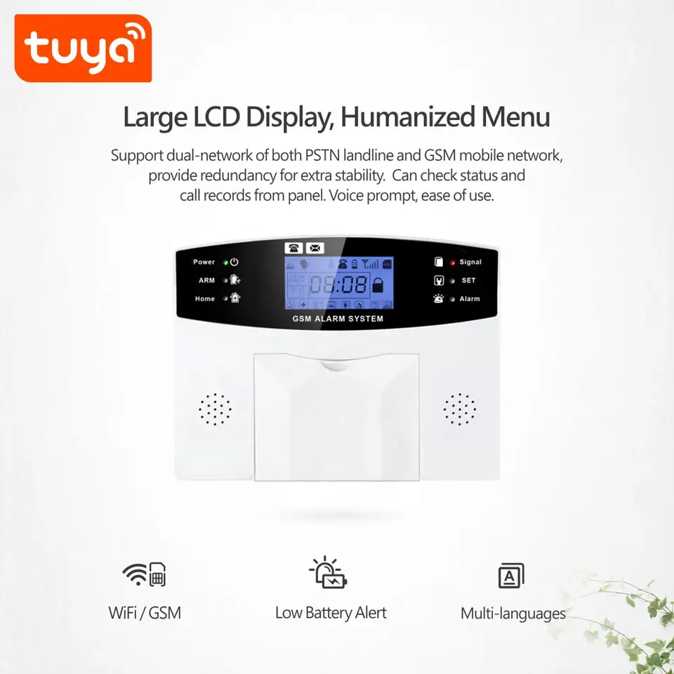 WiFi GSM 2G Alarm System Tuya Smart Home LCD Display