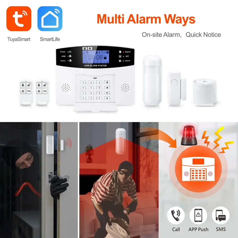WiFi GSM 2G Alarm System Tuya Smart Home LCD Display