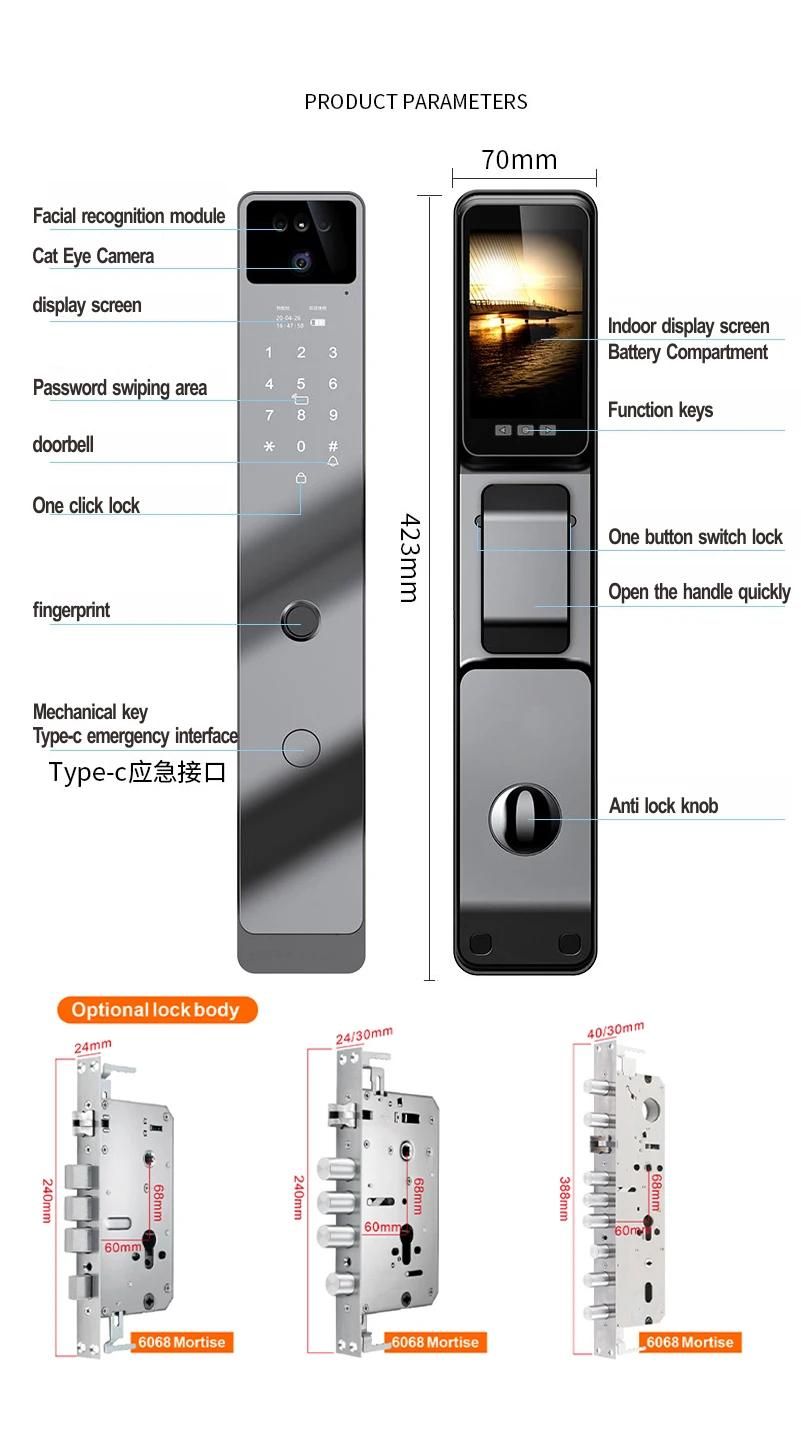 3D Face Recognition Smart Locks For Front Door Tuya Wifi