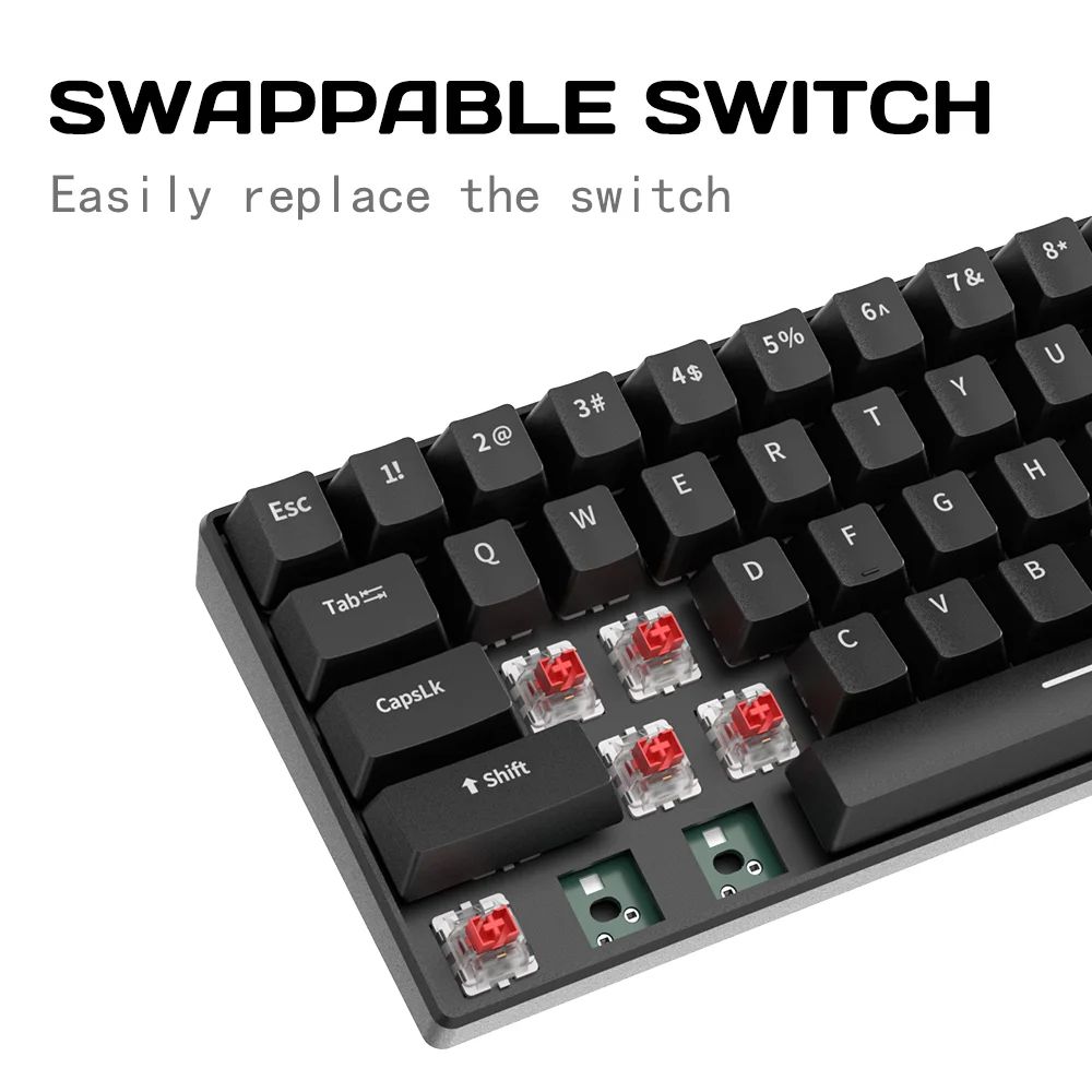 Mechanical Keyboard RGB Led Backlit Hot Swappable Mechanical 68Keys Gaming Keyboards For Pc Computer Laptop 60% Gaming Keyboard