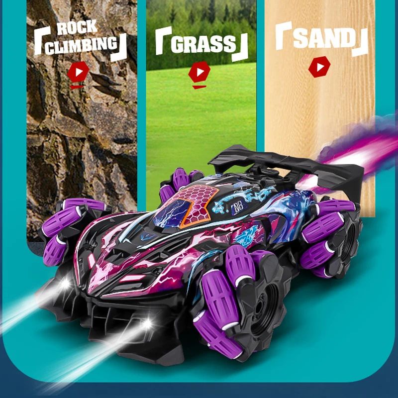 F1 Drift RC Car With Led Lights Music 2.4G Glove Gesture Radio Remote Control Spray Stunt Car 4WD Electric Children Toys