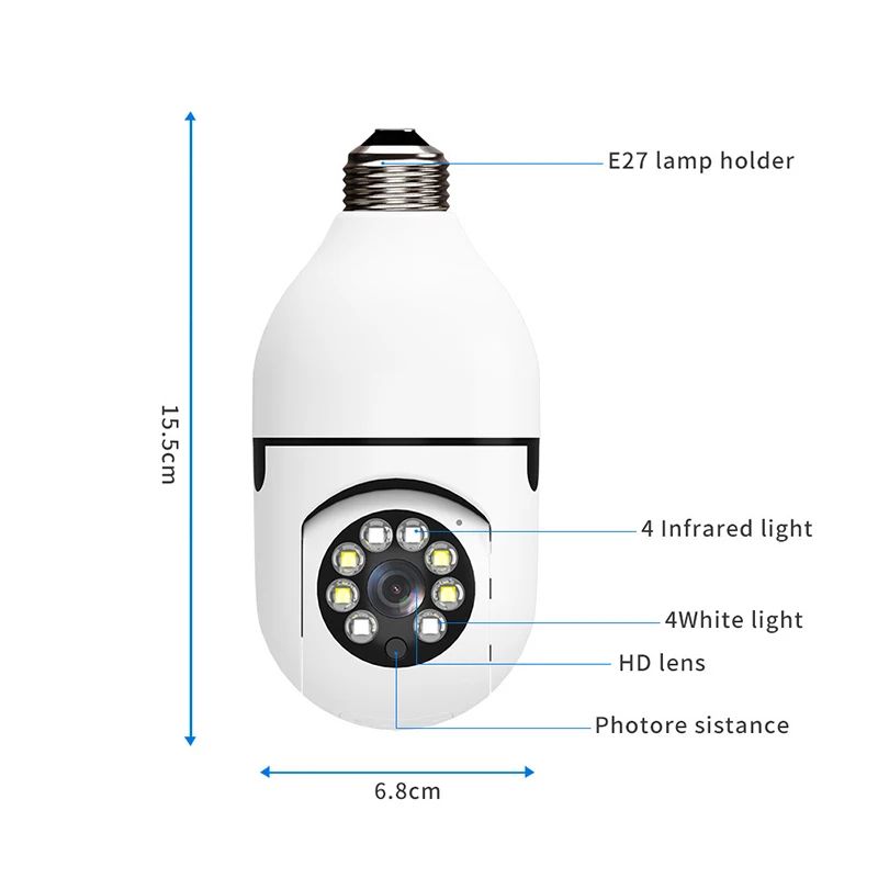 V360 pro app 720P Wireless Camera 2.4G WIFI Bulb Indoor Camera Ceiling mount and outdoor survaillance camera 360 degrees