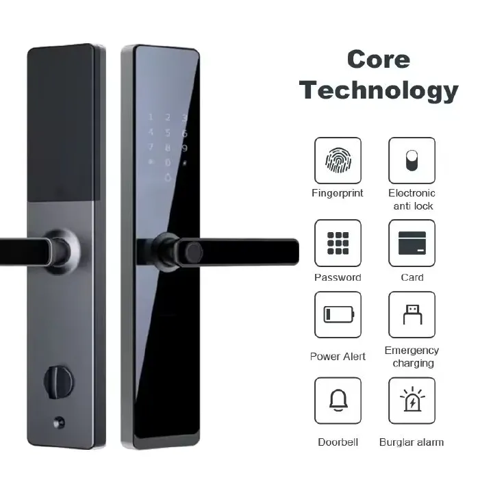 Tuya Biometric Fingerprint Door Lock, Security Smart Lock with WiFi APP Password RFID Unlock, Electronic Door Lock