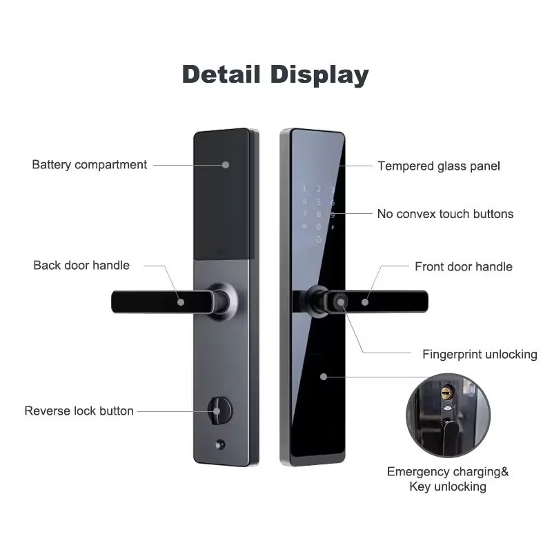 Tuya Biometric Fingerprint Door Lock, Security Smart Lock with WiFi APP Password RFID Unlock, Electronic Door Lock