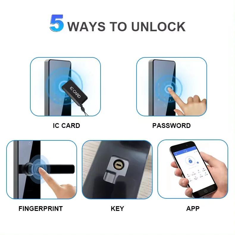 Tuya Biometric Fingerprint Door Lock, Security Smart Lock with WiFi APP Password RFID Unlock, Electronic Door Lock