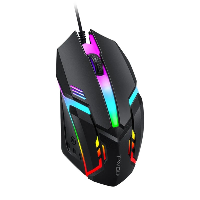 T-WOLF TF850 Gaming keyboard mouse and gaming headset and speaker mouse pad wired RGB backlight keyboard combos for computer