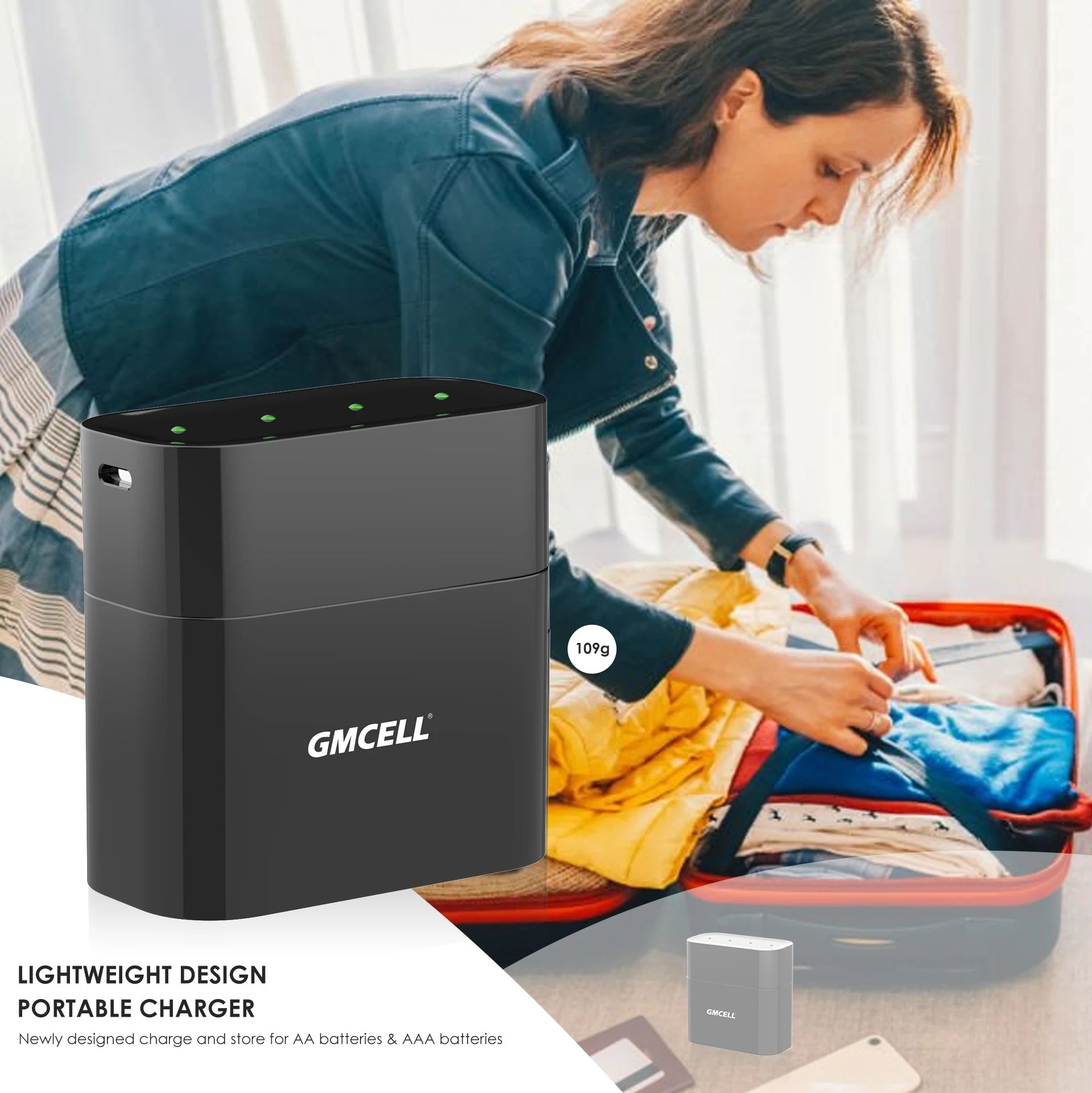 Portable Fast Charge AA Lithium Ion Battery Smart Charger Aa and Aaa Batteries Charger with 8 Slots