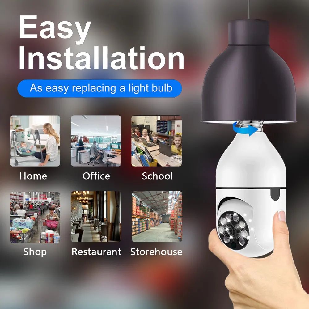 360° PANORAMIC BULB CCTV WiFi IP PTZ PAN & TILT ROTATING CAMERA MOTION TRACKING,2WAY COMMUNICATION, SUPPORT SD CARD AND CLOUD STORAGE,FULL