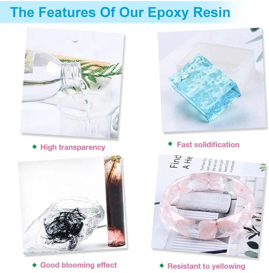Epoxy Resin Kit 1:1 DIY Jewelry Silicone Mold Pigment for Art Epoxy Resin Craft Tool Package Resin(0.5kg)