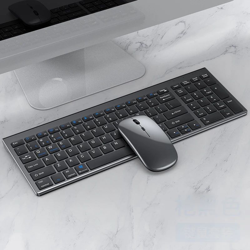 Bluetooth Wireless Keyboard and Mouse Three-mode Full-size Bluetooth Keyboard Mouse Set Multi-Device Rechargeable Keyboard Set