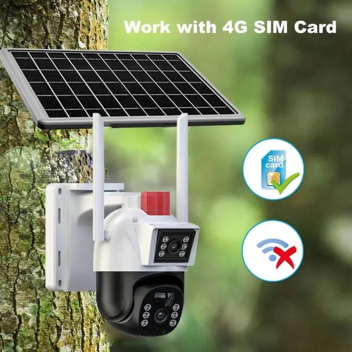 3Views 12MP 4G Sim Card Solar Outdoor Network Cameras 360 PTZ IP CCTV Wireless WIFI Surveillance Camera Security