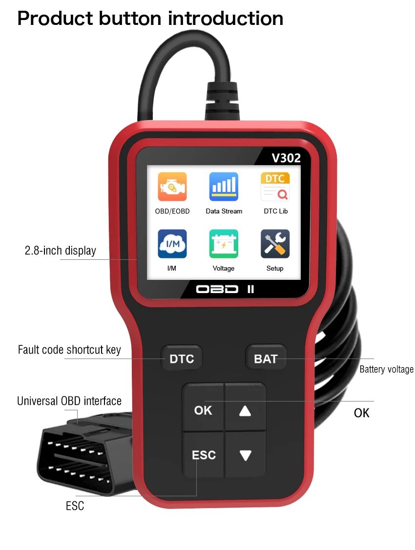 New Arrival V302 Smart Car Diagnostic Scanner Automotive Professional Code Reader Obd 2 Diagnostic Machine for All Vehicles