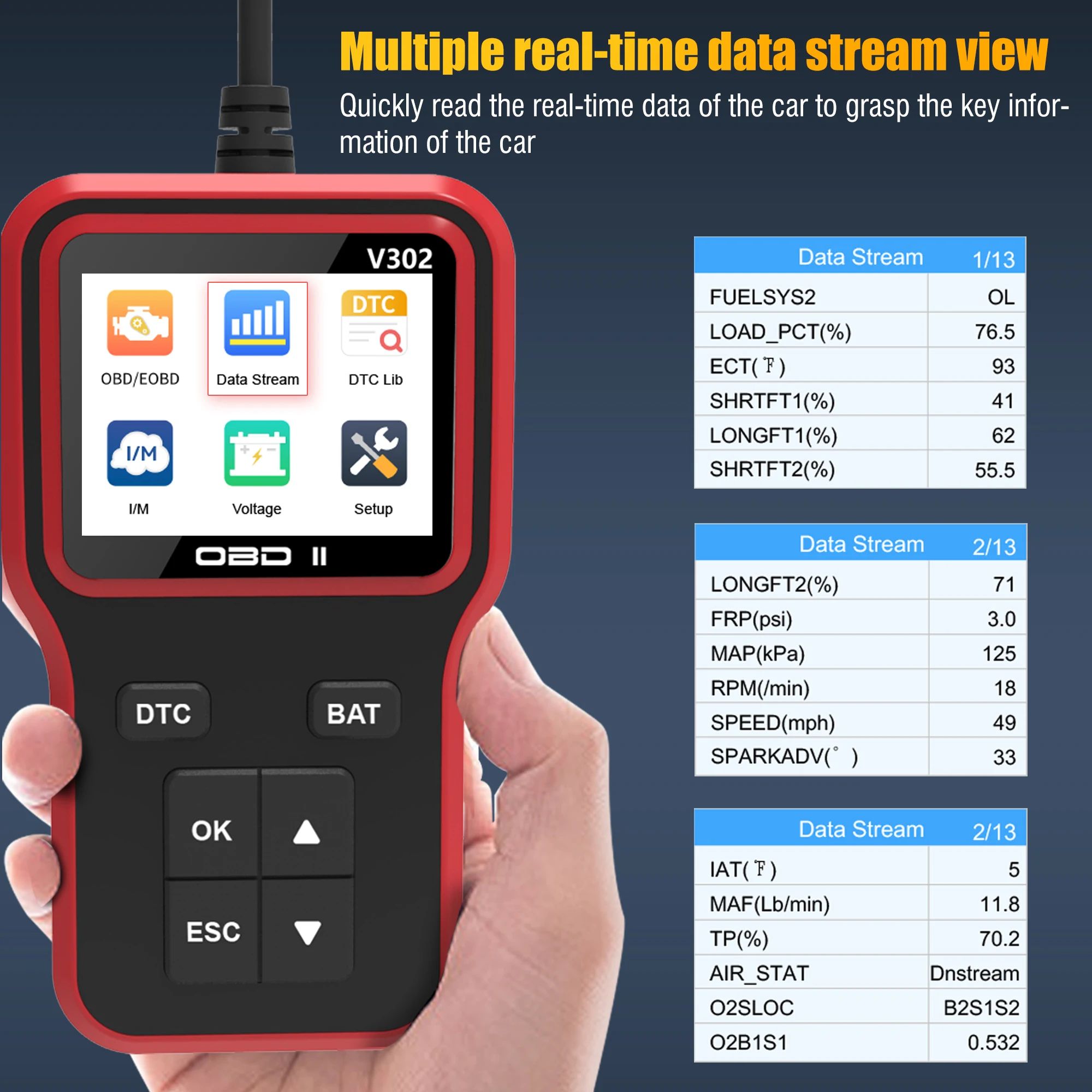New Arrival V302 Smart Car Diagnostic Scanner Automotive Professional Code Reader Obd 2 Diagnostic Machine for All Vehicles