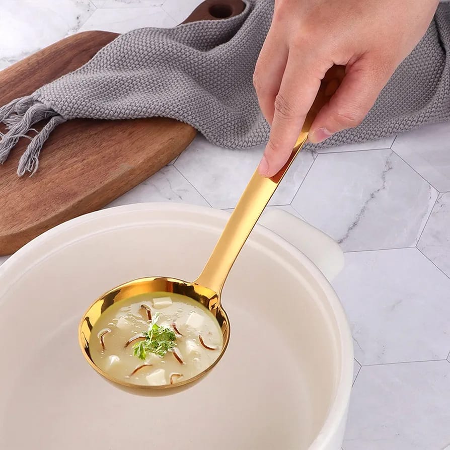 3Pcs classy Very Quality Gold Serving Spoon soup at Give Away Price Very Elegant 🤩 for different events