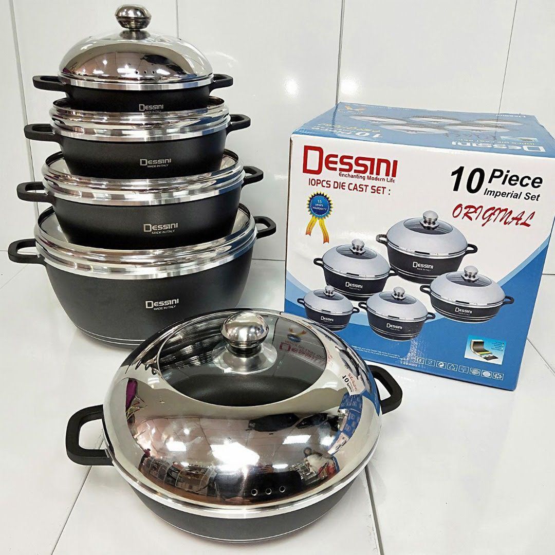 [🔥NEW SPECIAL LIMITED OFFER🔥 🥑🌽ONLY AT KILIMALL !!! ]  10Pcs Classy Very Quality Durable  dessini original black Kitchen  Cookware Set  at Affordable Price
