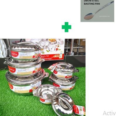 🤑🥑GRAB IT AT LOW PRICE+ ADDED OFFERS **🥑🌽 ] 6Pcs Brand New Very Quality Durable  Big Size Stainless Steel Insulated Hotpots..That Comes With Free 3Pcs of Serving Spoons